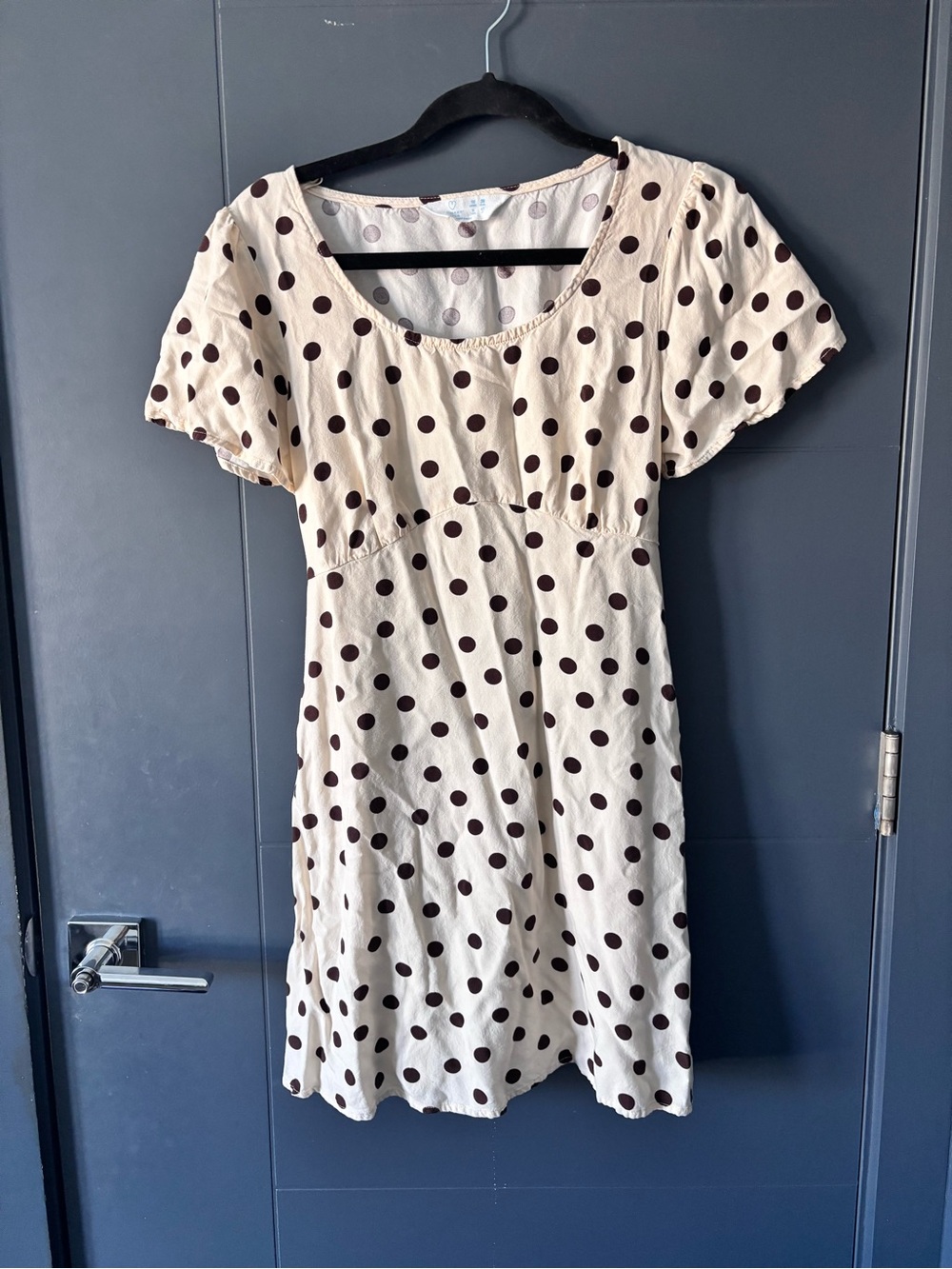 Primark Cream Mini Dress with Brown Polka Dots